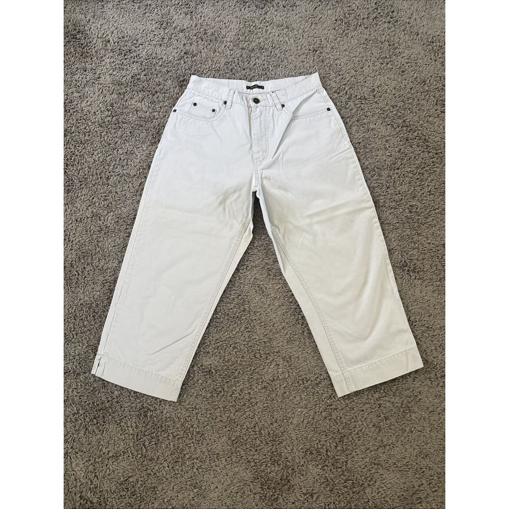 Vintage 90s Eddie Bauer High Rise Capri Size 8 White Denim Womens